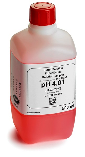 Dung dịch đệm, pH 4,01, Màu đỏ có mã màu, 500 mL